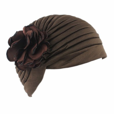 Turban cap för kvinnor Elastisk mössa turban (mörk curry)