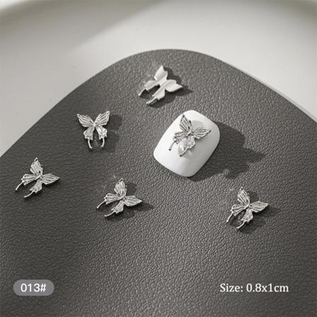 10 stk DIY Nail Art Dekoration 3D Sølv Sommerfugl Shiny Rhinest F 10Pcs