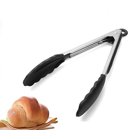 Grilltang Køkkentang Køkkentænger Lavet af Rustfrit Stål og Silikone Kød Tang Madlavningstang Med Varmebestandigt Silikonehåndtag, Rød