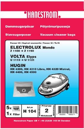 HANESTRÖM Dammsugarpåsar ELECTROLUX MONDO