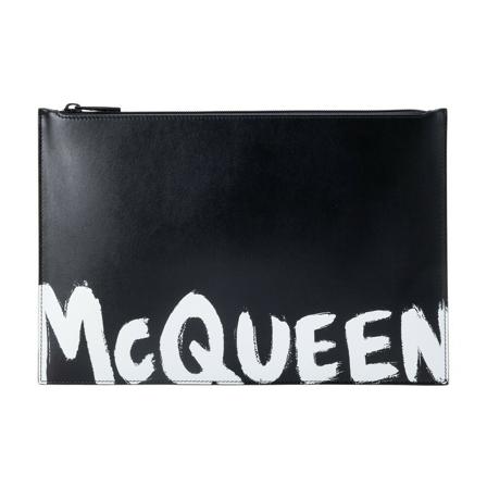 Alexander McQueen, Graffiti Clutch Zwart, Dames, Maat:ONE Size