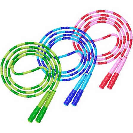 Perlebesat sjippetov - 3 stk. - Sjippetov - Justerbar længde - Filtret ikke