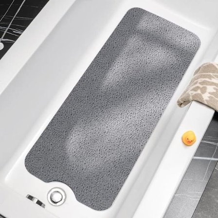 Halkfri Badmatta med Dräneringshål 40x100cm PVC Badrumsmatta för Dusch och Badkar_TF_TF