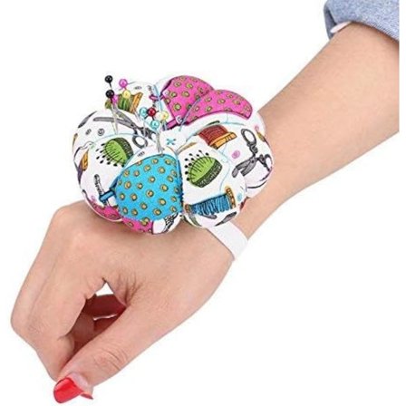 Nålkudde, handledsband med blommig pumpa design för förvaring av nålar