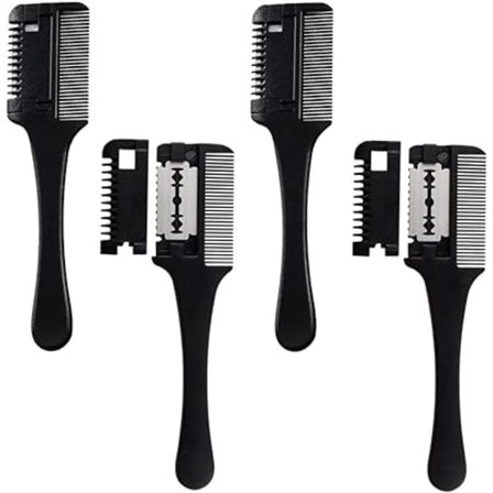 Barberkniv, 4 stk. Dobbelt hårkam, Hårklippende barberkniv,
