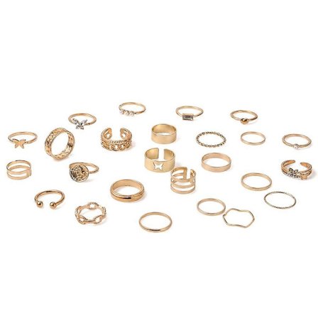 25 stk Perle-mikroinnlagt Diamant Hullmønster Ring Geometrisk Gotisk Ring