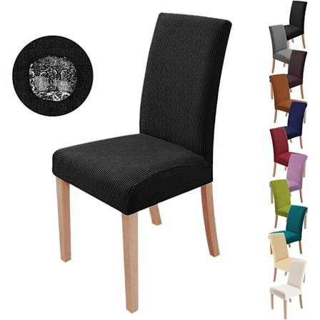 4 stk. Stolstoltrekk (Svart), Stretch Spisestoltrekk Moderne Stolbeseiler Vaskbar for Dekorasjon Fest Banketter Kontor Hotell