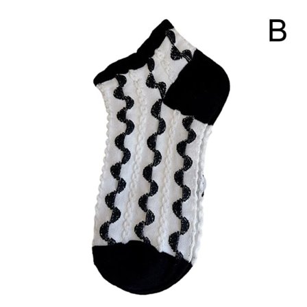 Dam Sommar Tunna Blomstersockor Svartvita Korta Ankelstrumpor