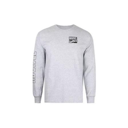 Marvel Comics Herr Logotyp Långärmad T-shirt Xxl Heather Grey