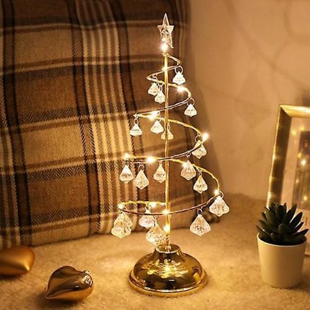 Varm Farge Krystall LED Nattlys Juletre Dekor Lampe Soverom Ornament