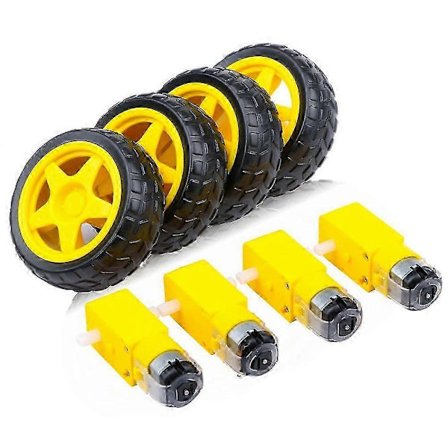 4 st DC Elmotor + Plast TT Motor Däck Hjul Dubbelaxel Växelmotor TT Växellåda Motor för Sm Gulsvart