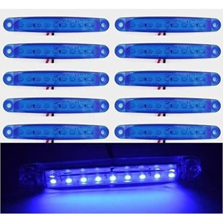 10 stk. 24V 9 LED Front Sidemarkeringslys Blå Lys for Lastebil Campingvogn Tilhenger Varebil