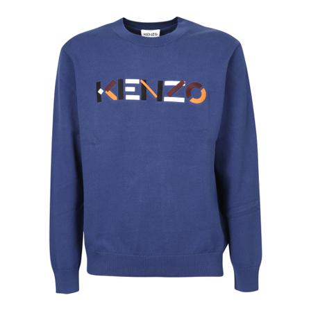 Kenzo, Round-Neck Logo Hoodie Niebieski, Mężczyzna, Rozmiar: S