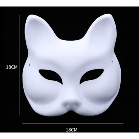 Kattemasker til å male, dyremasker til å kle seg ut i, DIY hvite masker, halvmaske for maskerade, Halloween, barn, cosplay, masker, kostymefest, 