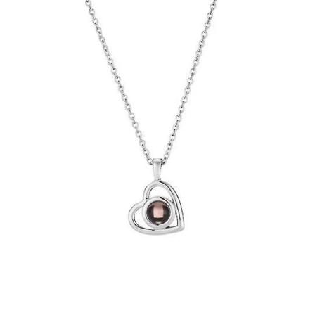 Love Heart Projection Photo Halsband Pendant Women Smycken Silver