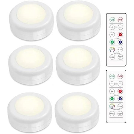 {xj}INF LED-spot RGB-batteri med fjärrkontroll, 16 färger LED-nattlampa, batteridrivna skåpslampor, dimbar belysning