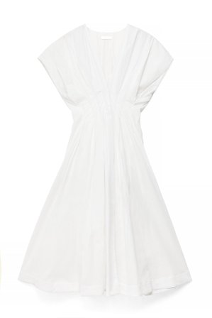 NA-KD Robe mi-longue plissée en coton à manches courtes - Robes de tous les jours - Blanc - EU 38