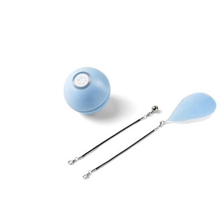 Blå interaktivt kattelegetøj, smart selv-roterende hoppende bold til