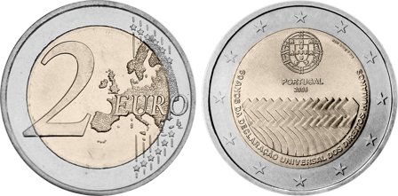 Portugal 2008 - 60 år for Verdenserklæringen om menneskerettighederne - 2 euro mønt