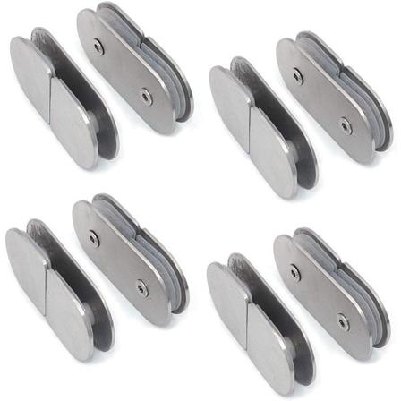 8-pack 304 rostfritt stål glasklämmor 180 grader, glashyllefäste, lämplig för 8-12 mm tjocklek
