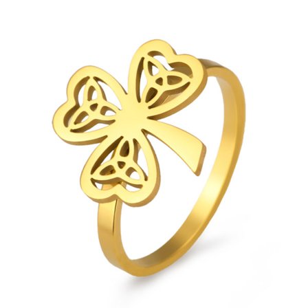 Shamrock Ring för Kvinnor Keltisk Knut Hjärta Löv Lycka Till Rostfritt Stål Ringar Symbol för St. Patrick Irländska Smycken