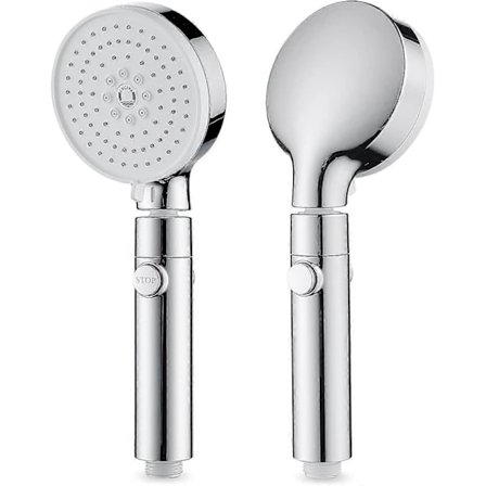 Korkeapainesuihkupää, 3-suihkupäinen suihkupää, kalkinestosuihkupää, käsisuihku kytkimellä, yleiskäyttöinen kylpyhuoneen suihkupää