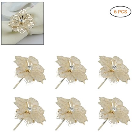 6 st servettringar ihålig blomma form servetter spännen hållare matbord dekorationer