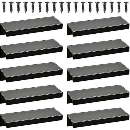10 st Kökslucka Låda Skåp Handtag, Böjd Låda Handtag Dörrhandtag, Dold Skåp Handtag Garderob Handtag (128mm, Svart)