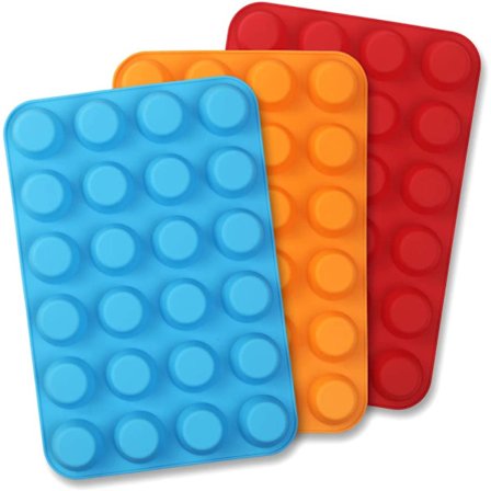 Sett med 3 non-stick matkvalitet silikon muffinsformer for 24 muffins