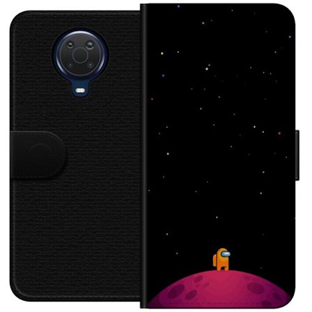 Kompatibelt Plånboksfodral till Nokia Nokia G20 Among Us astronaut på planet i rymden minimalistisk spelillustration perfekt för gamers fans av spe