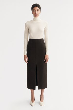 Soft Goat - Woven Skirt - Cashmere skirt - S - Chocolate