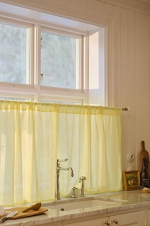 Jotex - Cafégordijn Linnen-mix Lichtgeel Lichtgeel - LINN - Koop Linnen gordijnen bij Jotex