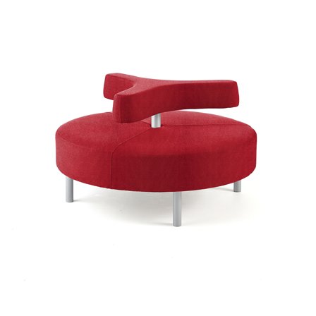 Hocker DOT mit 3-armiger Rückenlehne, Ø 1300 mm, Medley-Stoff, rot