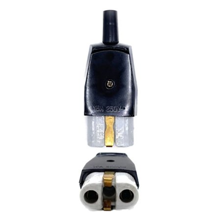 Stikkontakt med ledningsklemme for stabile og sikre tilkoblinger, kompatibel med elektriske strykejern og elektriske frityrkoker, 2-polet 3-