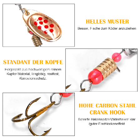 Fiskesluk, 10 stk spinner indikatorsett, flerfarget fiskespinner sluk, skje sluk, med trippelkroker, for ørret, abbor, laks, gjedde,
