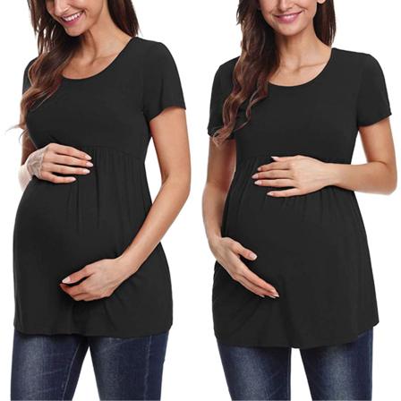 Gravidtoppar För Kvinnor Med Kort Ärm Randig Tunika Casual Pregnan