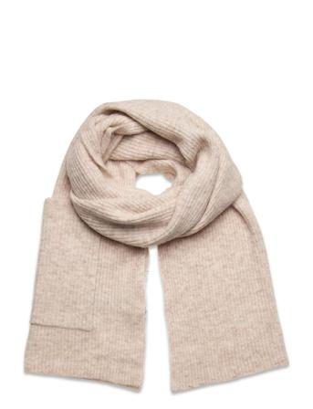 Slflinna-Mia Knit Pocket Scarf B Beige Selected Femme