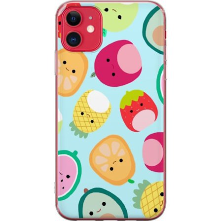 Kompatibel Mobilcover til Apple iPhone 11 Mønster af kawaii frugter som jordbær citron ananas og avocado på lyseblå baggrund