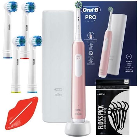 Elektrisk tandborste - Oral-B - Pro Series 1 - 3 lägen - Resväska - 4 extra borsthuvuden