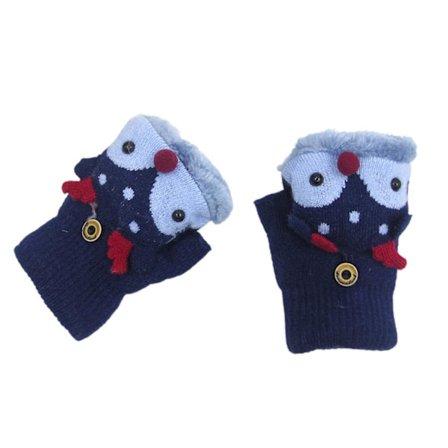 Tegneserie Rådyr Børnehandsker Halv Finger Vinter Konvertible Flip Top Varme Plys Strikkede Handsker