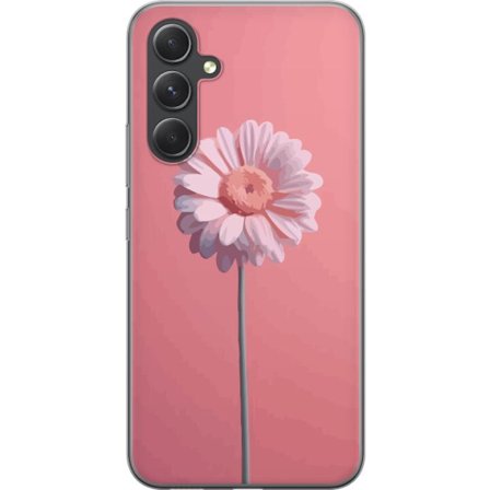 Kompatibelt Mobilskal till Samsung Samsung Galaxy A55 Rosa Blomst Minimal med ensam blomma på rosa bakgrund, enkel elegant och trendig design med mju