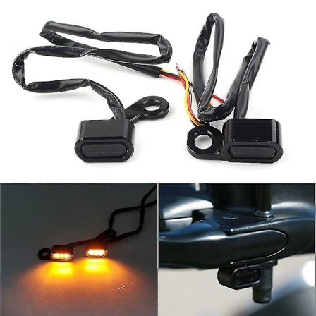 2 kpl moottoripyörän mini-LED-suuntavilkkujen ohjaustangon vilkkujen merkkivalo Yhteensopiva Harley Touring 2009-2017 & Softail 2015-2021