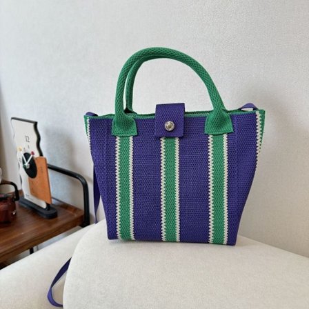 Stribet Håndtaske Skuldertasker GRØN&LILLA STRIBE STRIBE