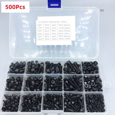 500 stk. metrisk skruesortimentsett sekskant skrue med hode