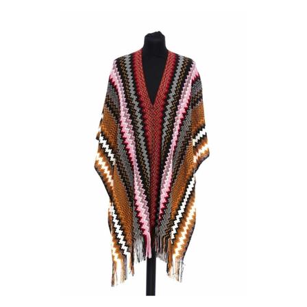 Missoni, Missoni Multicolor Wool Poncho Mi 1598237 Oranje, Dames, Maat:ONE Size