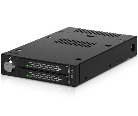 ICY DOCK 2x M.2 NVMe to 1x 3.5" bay mobile rack metal keylock SAS