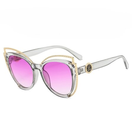 Överdimensionerade Cat Eye Solglasögon för Kvinnor Klassiska Trendiga Vintage Retro UV400 Skydd Metallram Solglasögon