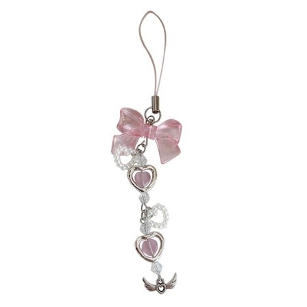 Sød Jordbær Nøglering Bowknot Telefon Charm Håndlavet Jordbær Telefon Charm