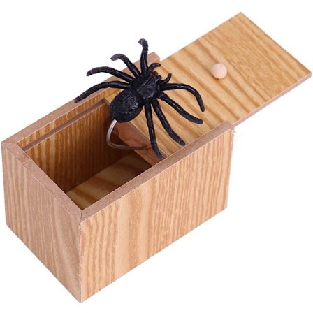 Spider Prank Box - Fake Spider & Wooden Box Gag Present för barn - stock