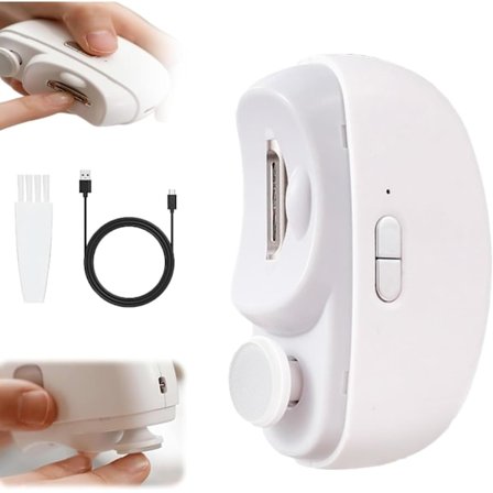 Elektrisk negleklipper, elektriske negle klippere til seniorer, 2 i 1 automatisk negletrimmer, 3-trins genopladelig lydløs med LED, indbygget opsamler